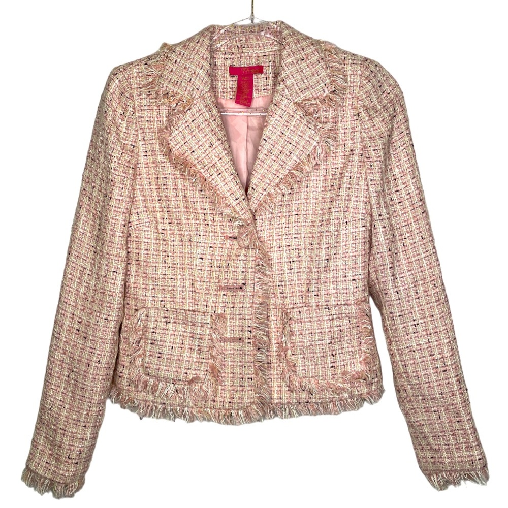 Traila Sodi Pink plaid weaved blazer